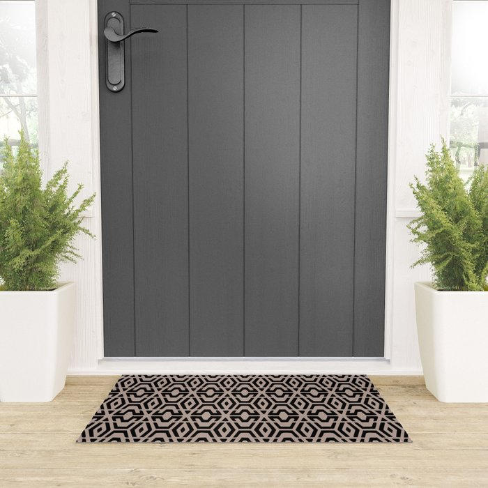 Geometric Art, Aztec Prints, Black and Beige, Wall Art Boho Welcome Mat Gallery Image 3