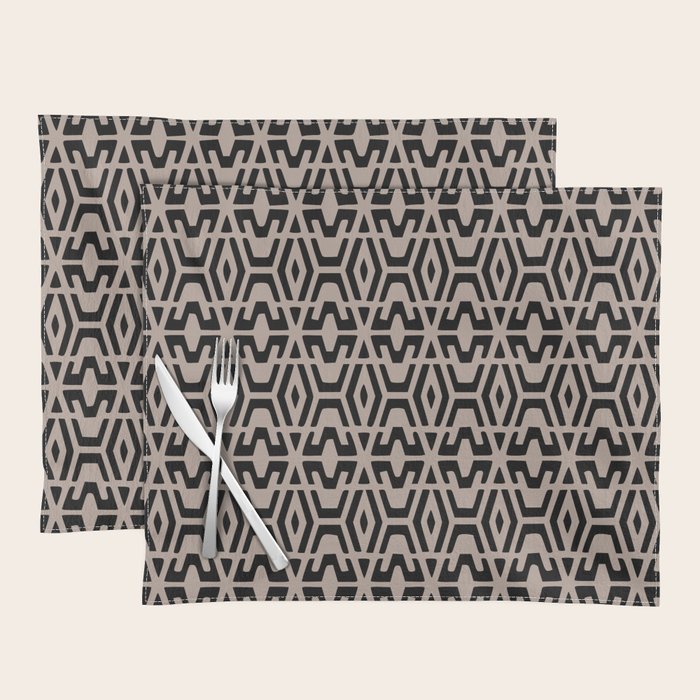 Geometric Art, Aztec Prints, Black and Beige, Wall Art Boho Placemat Gallery Image 1