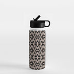 Geometric Art, Aztec Prints, Black and Beige, Wall Art Boho Water Bottle Gallery Image 1