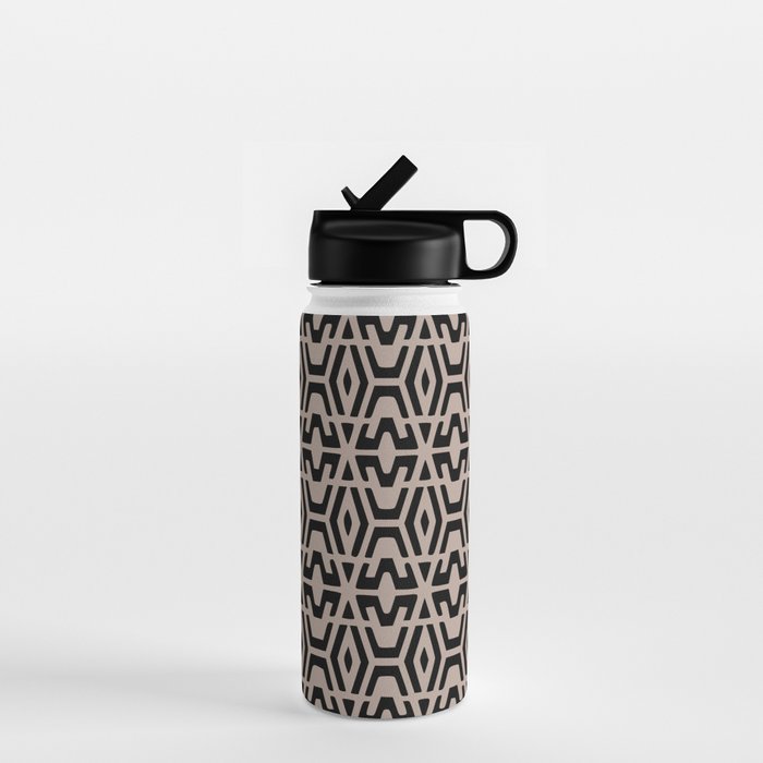 Geometric Art, Aztec Prints, Black and Beige, Wall Art Boho Water Bottle Gallery Image 1