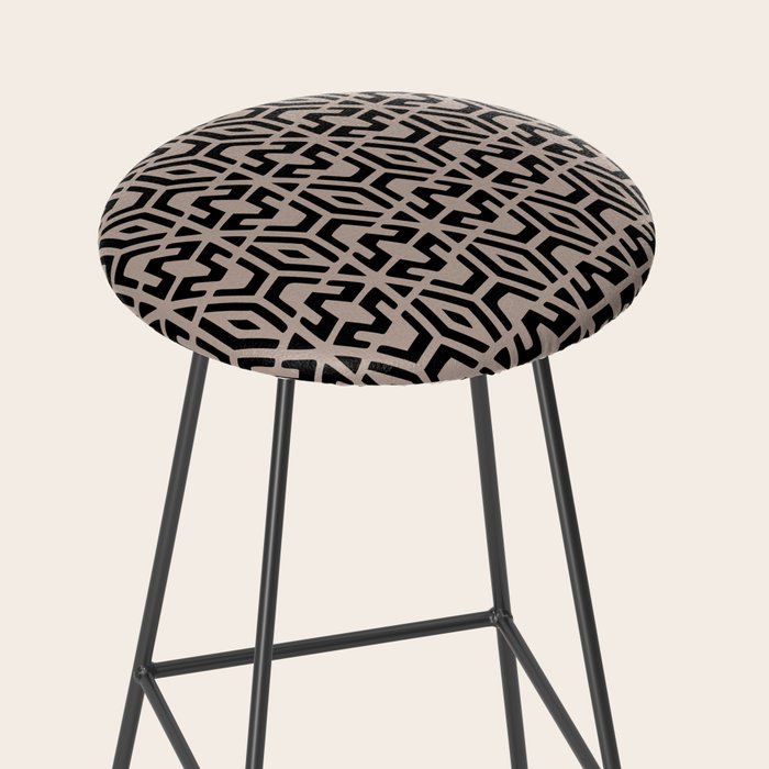 Geometric Art, Aztec Prints, Black and Beige, Wall Art Boho Stool Gallery Image 2