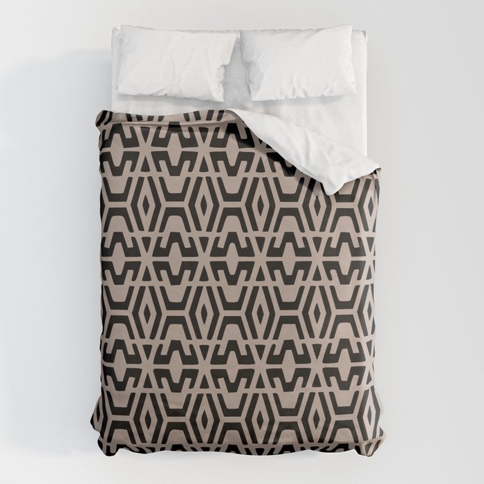 Geometric Art, Aztec Prints, Black and Beige, Wall Art Boho Duvet Cover Gallery Image 6