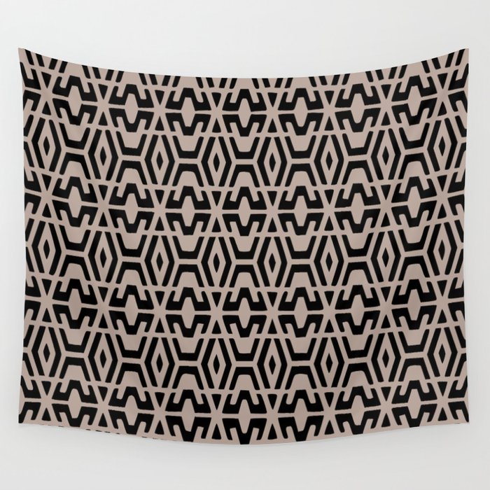 Geometric Art, Aztec Prints, Black and Beige, Wall Art Boho Wall Tapestry Gallery Image 4