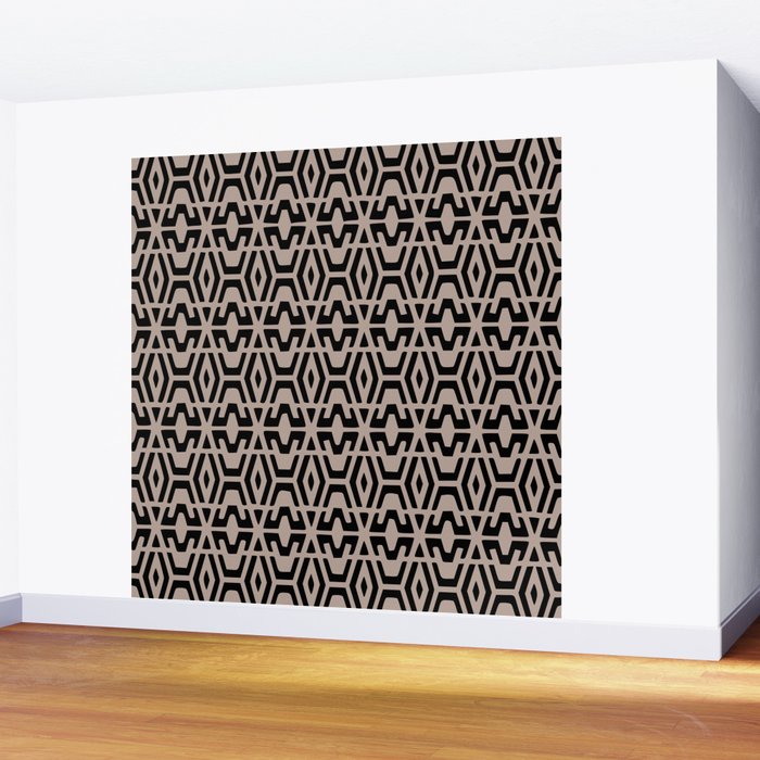 Geometric Art, Aztec Prints, Black and Beige, Wall Art Boho Wall Mural Gallery Image 2