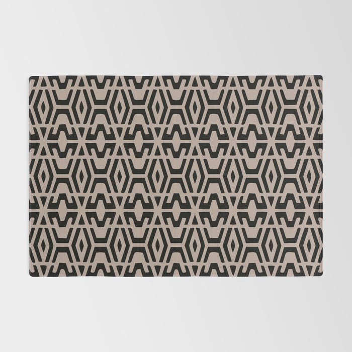 Geometric Art, Aztec Prints, Black and Beige, Wall Art Boho Rug Gallery Image 2