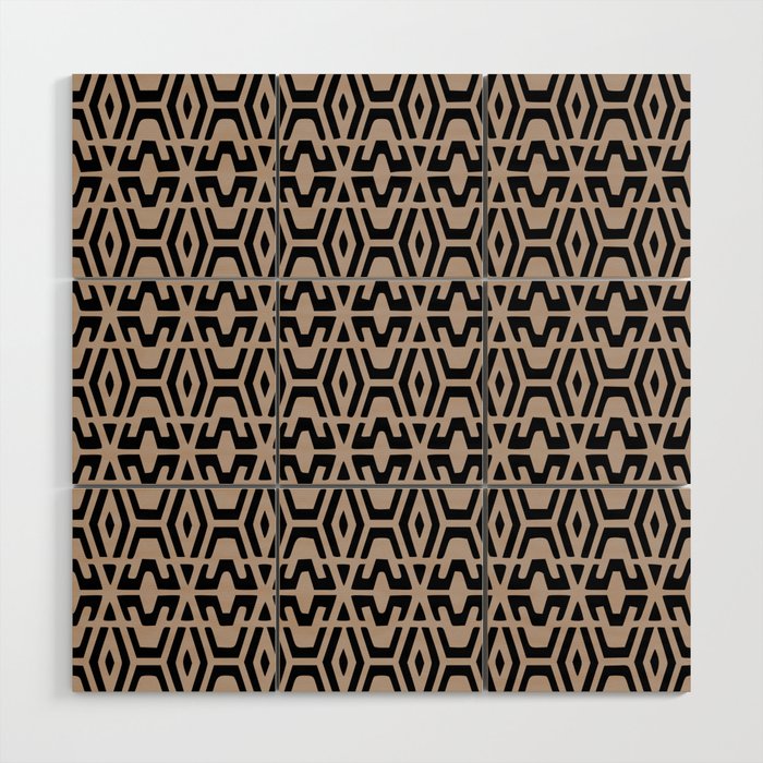 Geometric Art, Aztec Prints, Black and Beige, Wall Art Boho Wood Wall Art Gallery Image 1
