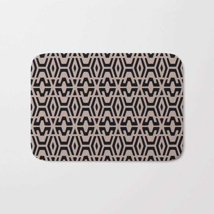 Geometric Art, Aztec Prints, Black and Beige, Wall Art Boho Bath Mat Gallery Image 1