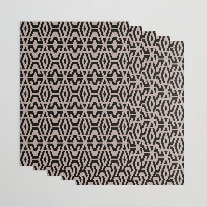 Geometric Art, Aztec Prints, Black and Beige, Wall Art Boho Wrapping Paper Gallery Image 3