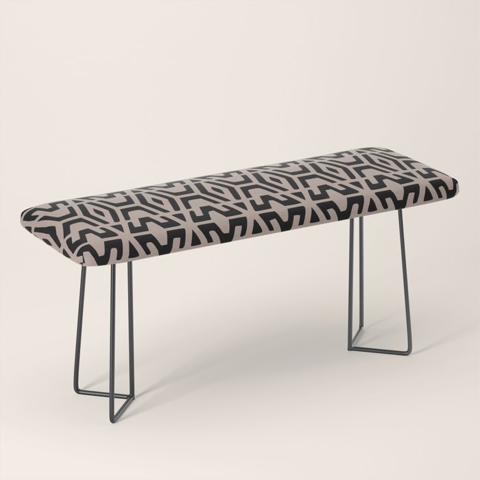 Geometric Art, Aztec Prints, Black and Beige, Wall Art Boho Bench Gallery Image 1