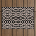 Geometric Art, Aztec Prints, Black and Beige, Wall Art Boho Outdoor Rug Gallery Image 1
