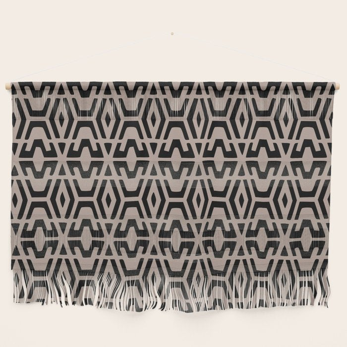 Geometric Art, Aztec Prints, Black and Beige, Wall Art Boho Wall Hanging Gallery Image 1