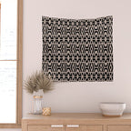 Geometric Art, Aztec Prints, Black and Beige, Wall Art Boho Wall Tapestry Gallery Image 2