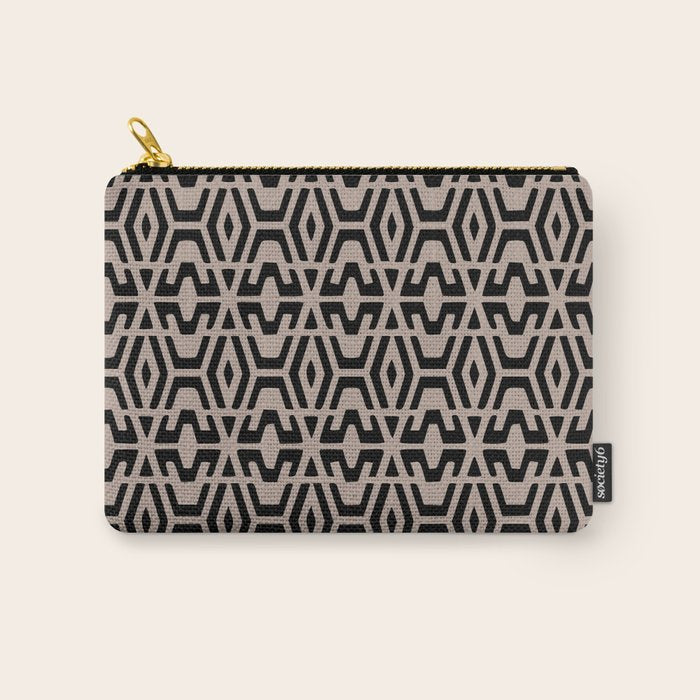 Geometric Art, Aztec Prints, Black and Beige, Wall Art Boho Carry All Pouch Gallery Image 1