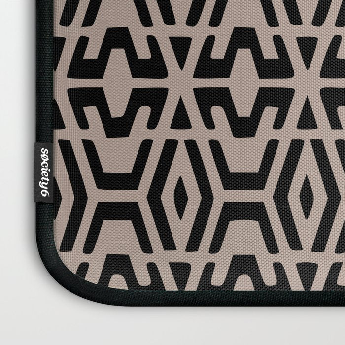 Geometric Art, Aztec Prints, Black and Beige, Wall Art Boho Laptop Sleeve Gallery Image 3