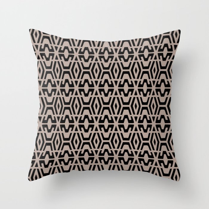 Geometric Art, Aztec Prints, Black and Beige, Wall Art Boho Throw Pillow Gallery Image 1