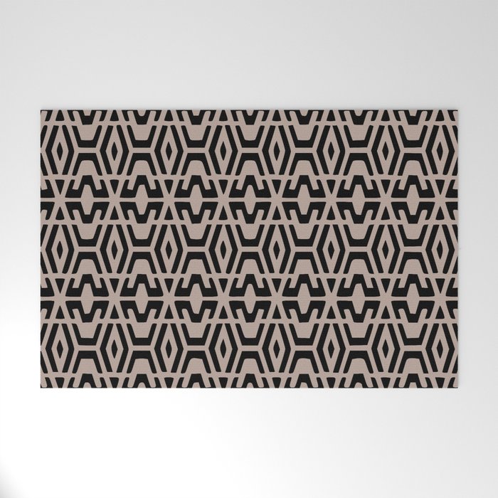 Geometric Art, Aztec Prints, Black and Beige, Wall Art Boho Welcome Mat Gallery Image 1