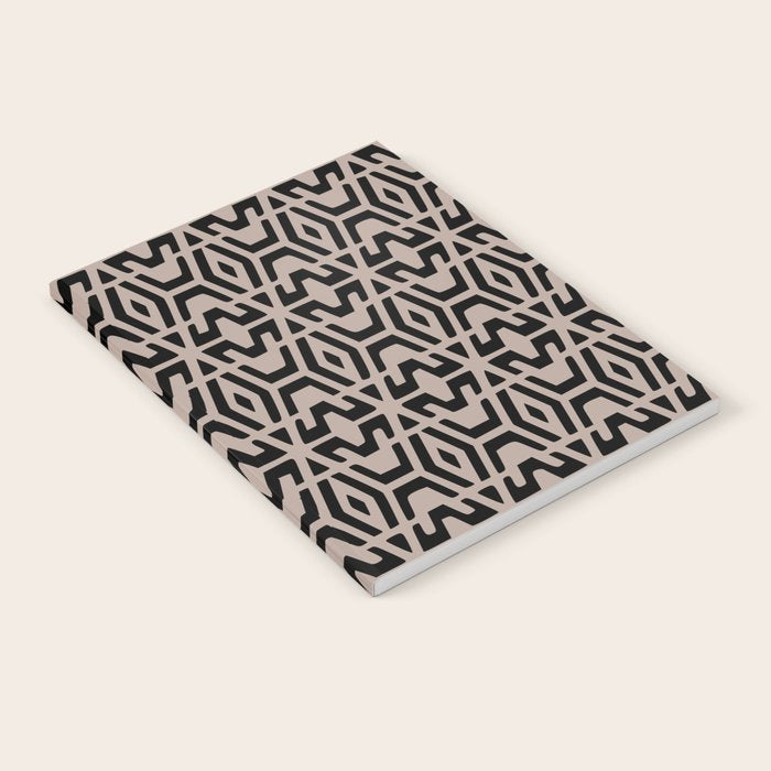Geometric Art, Aztec Prints, Black and Beige, Wall Art Boho Notebook Gallery Image 2