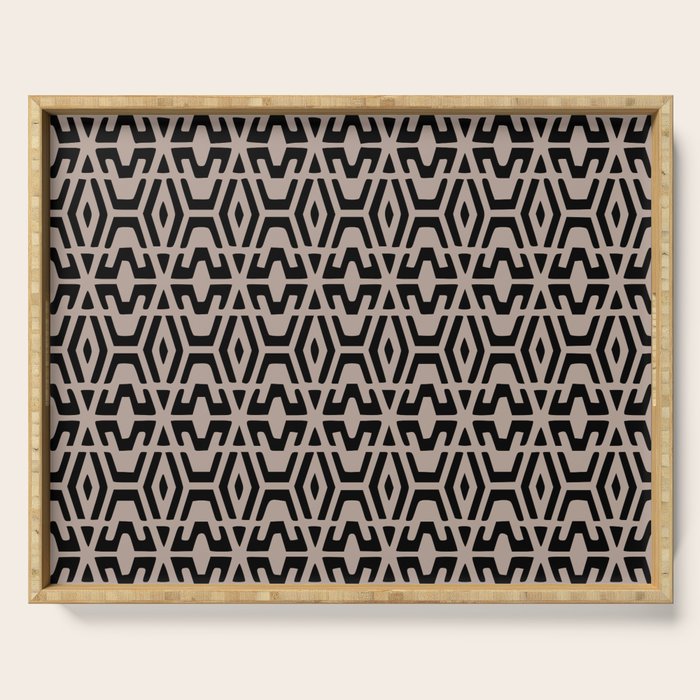 Geometric Art, Aztec Prints, Black and Beige, Wall Art Boho Serving Tray Gallery Image 1