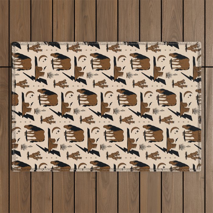 Electric Oasis - Black, Brown & Tan Outdoor Rug Gallery Image 1