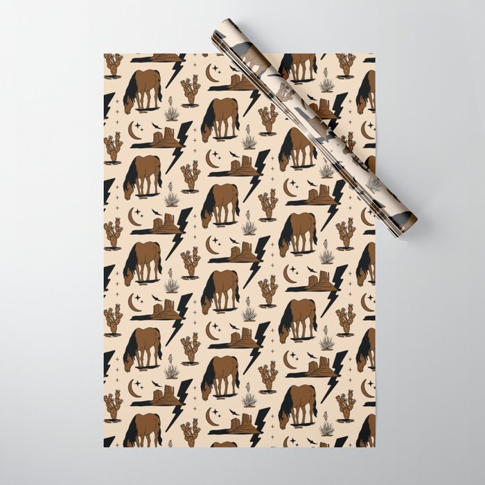 Electric Oasis - Black, Brown & Tan Wrapping Paper Gallery Image 1