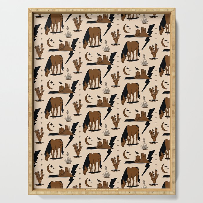 Electric Oasis - Black, Brown & Tan Serving Tray Gallery Image 1
