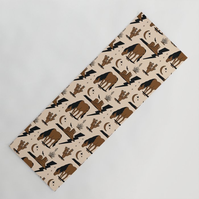 Electric Oasis - Black, Brown & Tan Yoga Mat Gallery Image 1