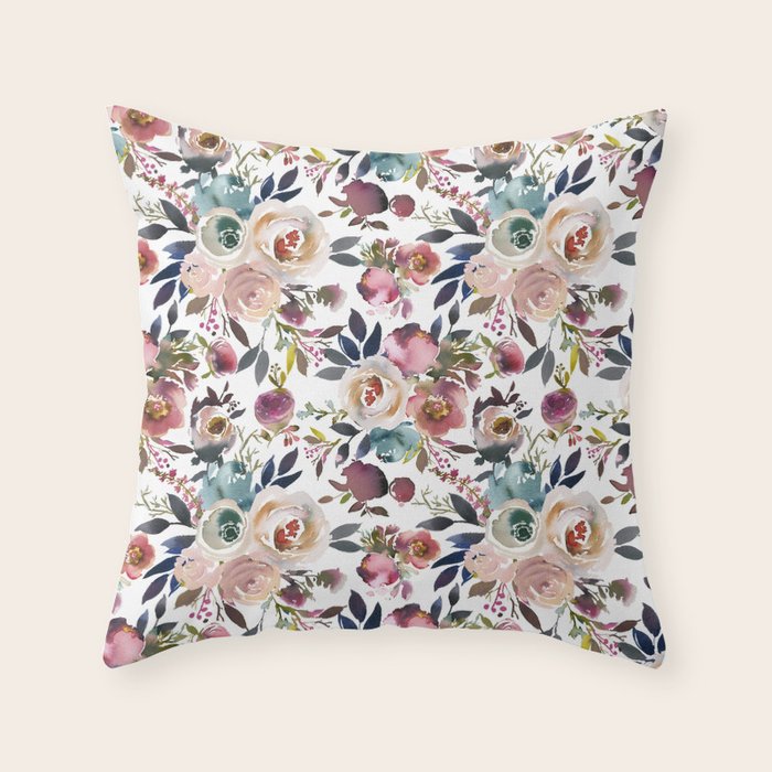 Watercolor Floral Pattern Flowers Throw Pillow Gallery Image 6