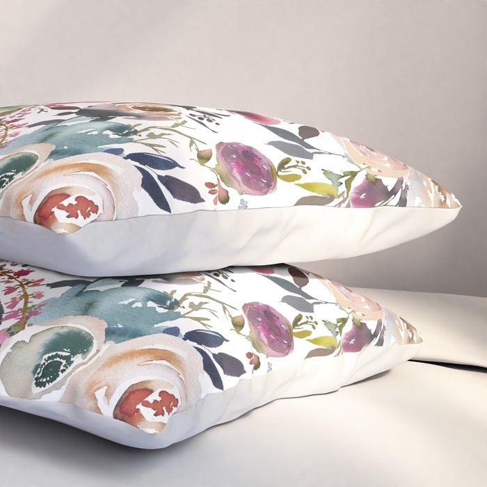 Watercolor Floral Pattern Flowers Pillow Sham Gallery Image 3