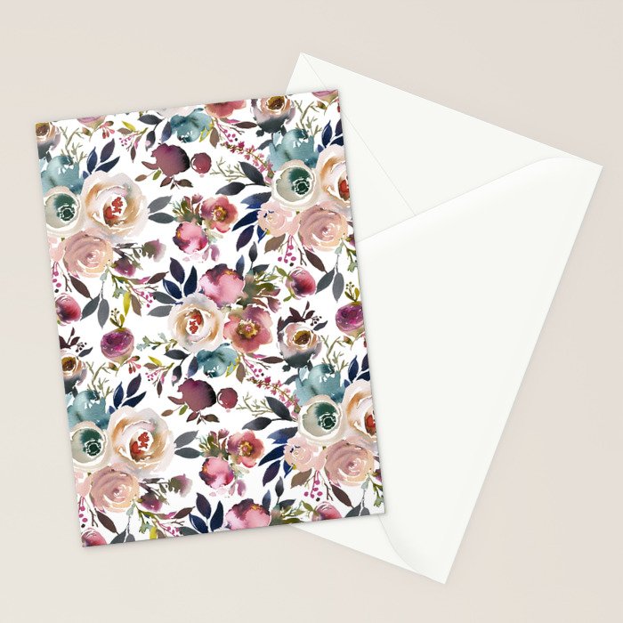 Watercolor Floral Pattern Flowers Stationery Card Gallery Image 2