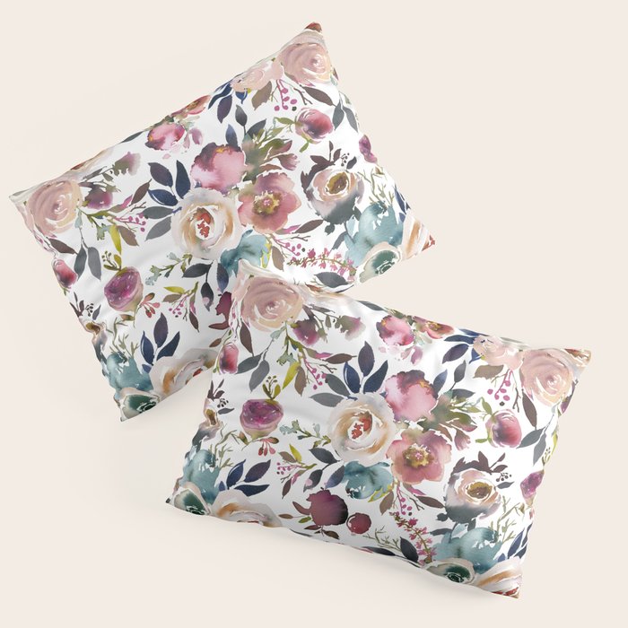 Watercolor Floral Pattern Flowers Pillow Sham Gallery Image 3
