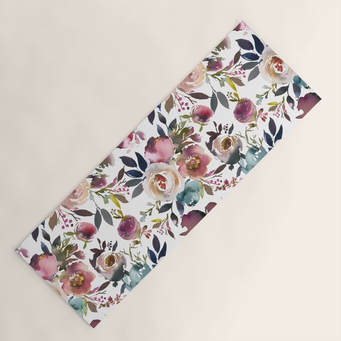 Watercolor Floral Pattern Flowers Yoga Mat Gallery Image 1