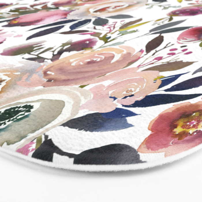 Watercolor Floral Pattern Flowers Bath Mat Gallery Image 3