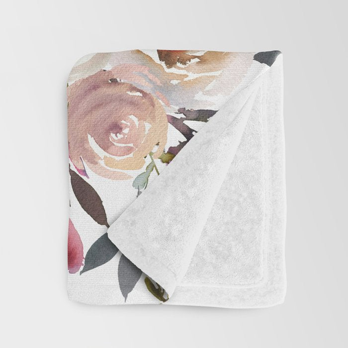 Watercolor Floral Pattern Flowers Throw Blanket Gallery Image 3