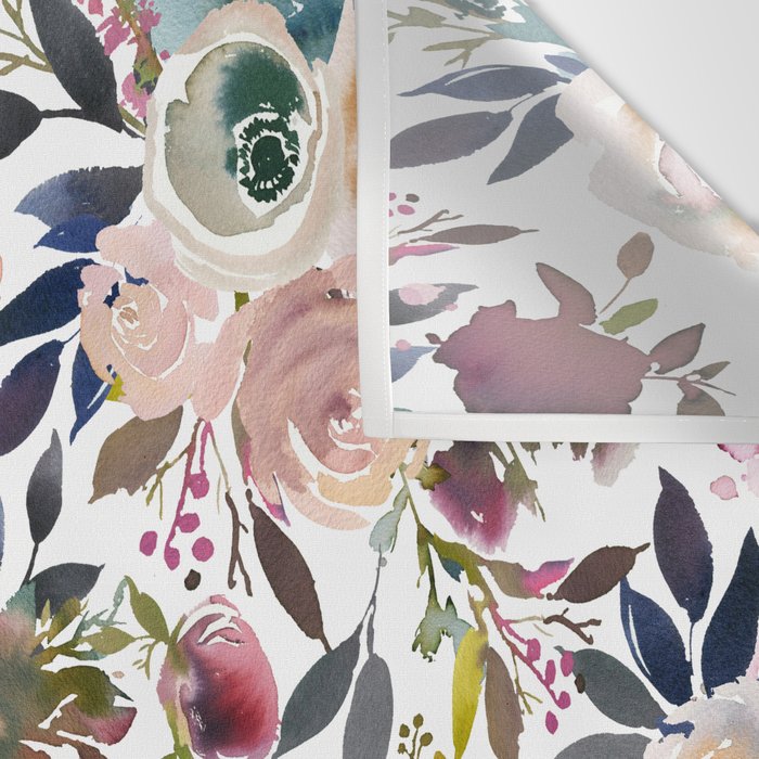 Watercolor Floral Pattern Flowers Wall Tapestry Gallery Image 3