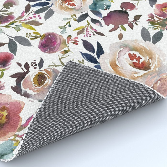 Watercolor Floral Pattern Flowers Rug Gallery Image 4