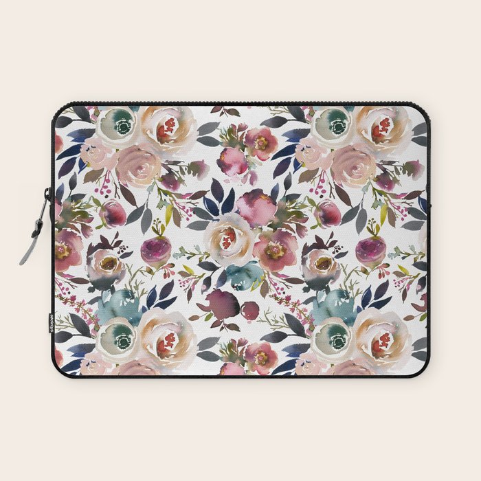 Watercolor Floral Pattern Flowers Laptop Sleeve Gallery Image 1