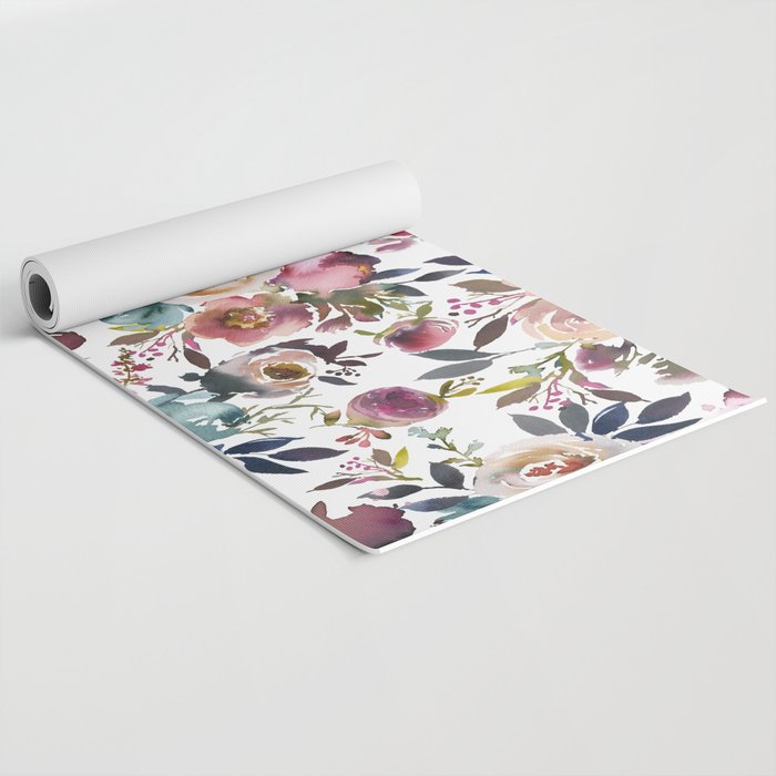 Watercolor Floral Pattern Flowers Yoga Mat Gallery Image 2