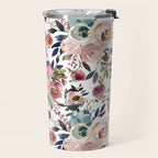 Watercolor Floral Pattern Flowers Travel Mug Gallery Image 2
