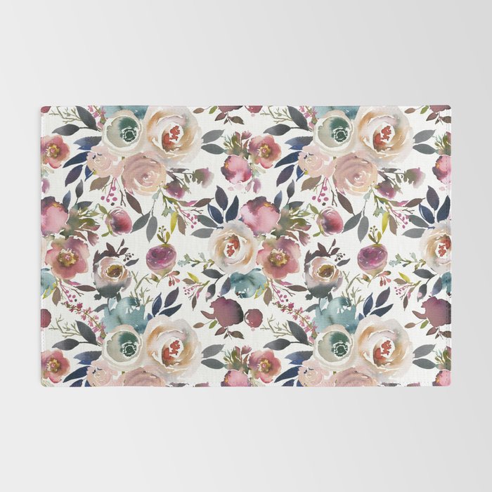 Watercolor Floral Pattern Flowers Rug Gallery Image 2