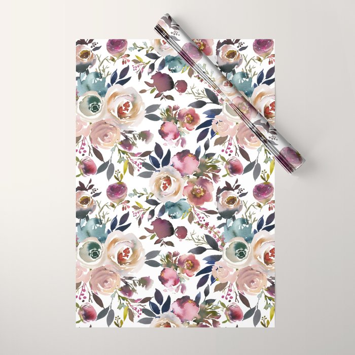 Watercolor Floral Pattern Flowers Wrapping Paper