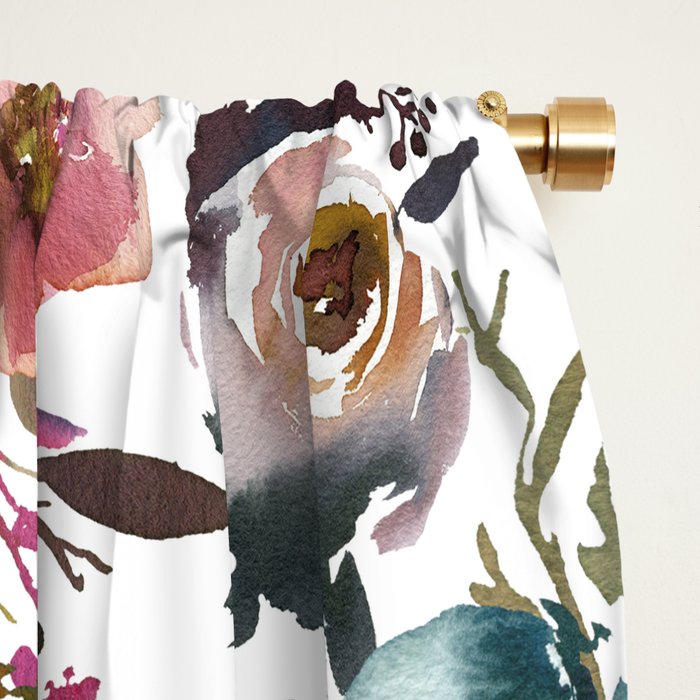 Watercolor Floral Pattern Flowers Window Curtain Gallery Image 2