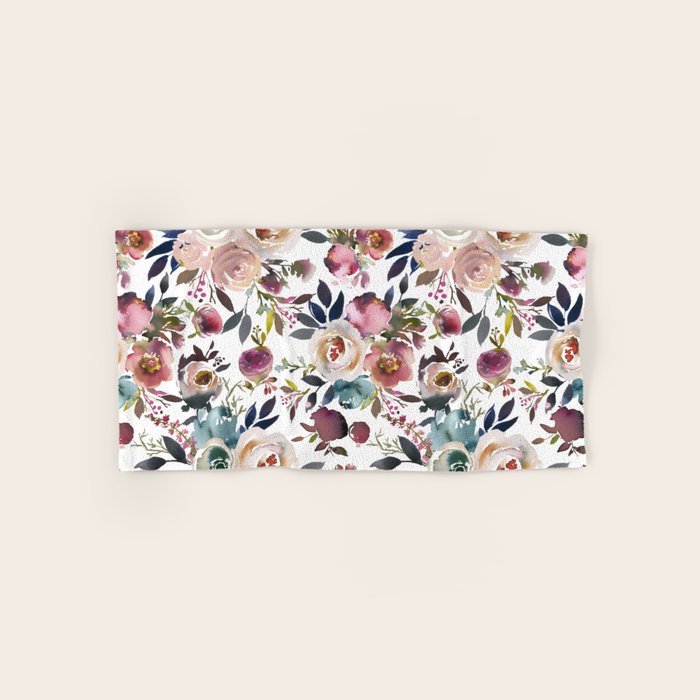 Watercolor Floral Pattern Flowers Bath Towel Gallery Image 1
