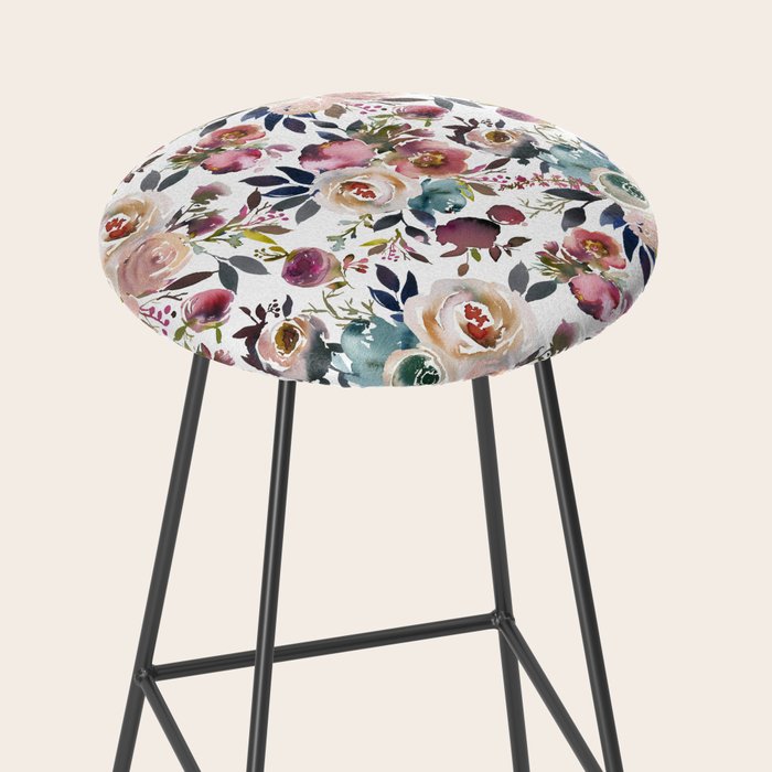 Watercolor Floral Pattern Flowers Stool Gallery Image 2