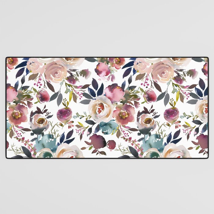 Watercolor Floral Pattern Flowers Desk Mat Gallery Image 3