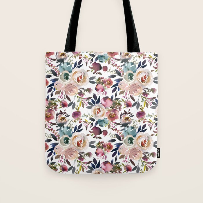 Watercolor Floral Pattern Flowers Tote Bag Gallery Image 1