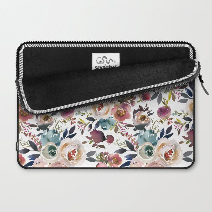 Watercolor Floral Pattern Flowers Laptop Sleeve Gallery Image 2