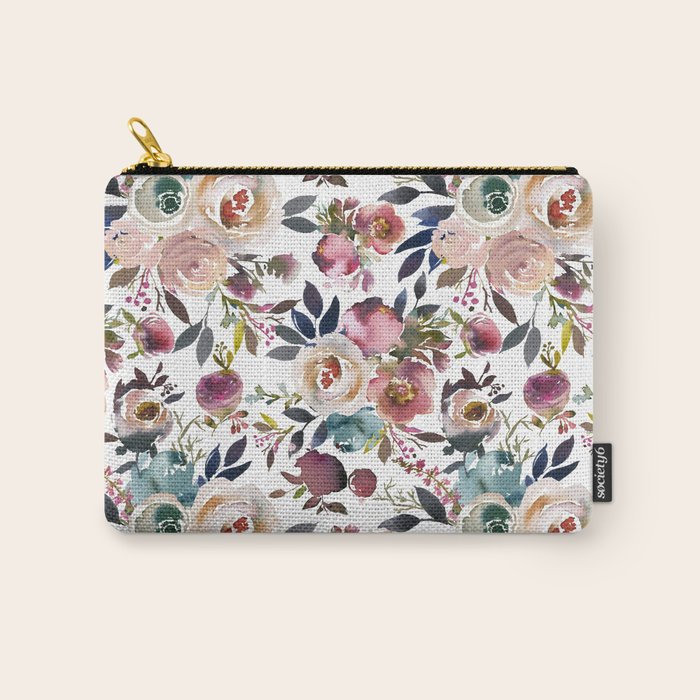 Watercolor Floral Pattern Flowers Carry All Pouch Gallery Image 1
