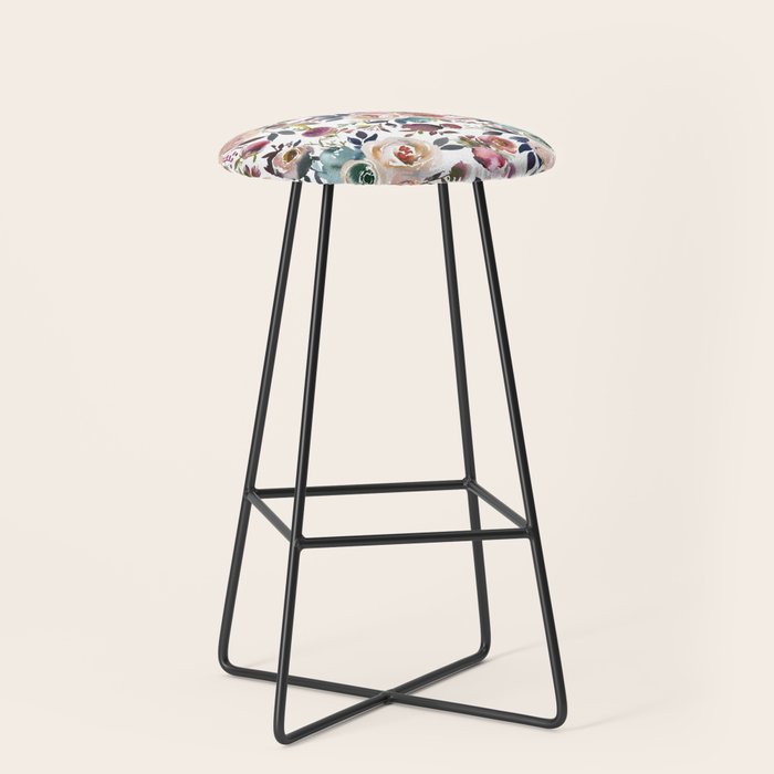 Watercolor Floral Pattern Flowers Stool Gallery Image 1