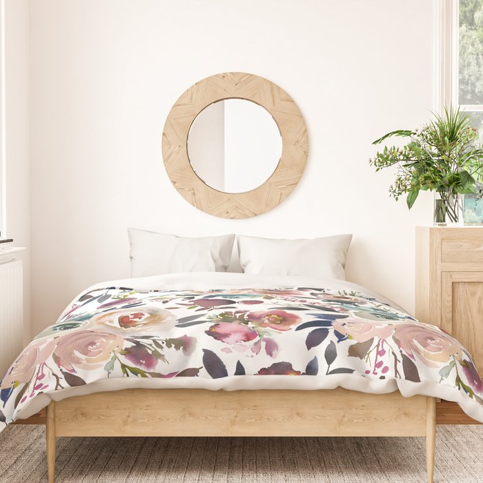Watercolor Floral Pattern Flowers Duvet Cover Gallery Image 3