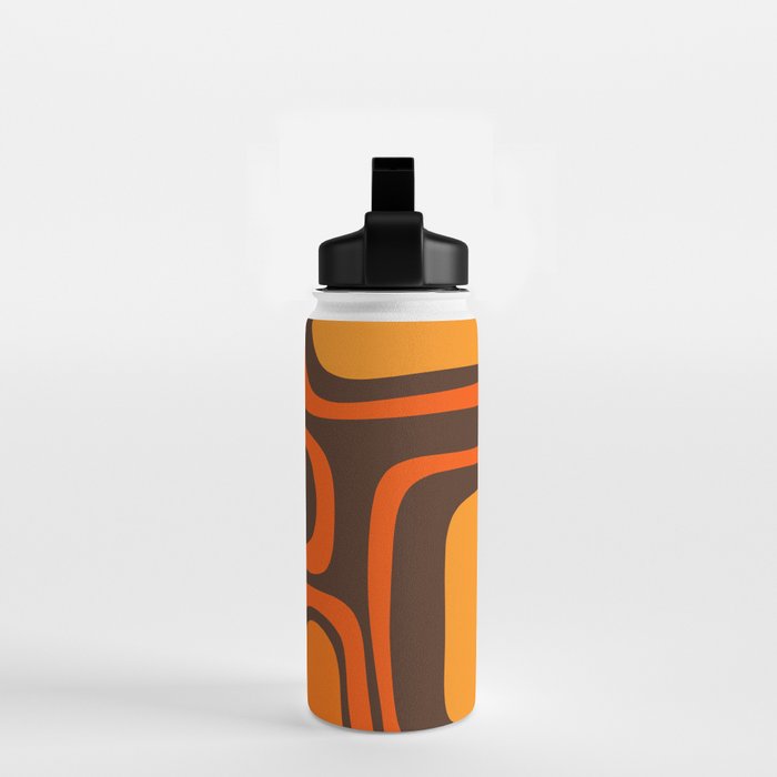 Palm Springs Retro Mid-Century Modern Abstract Pattern in 70s Brown and Orange Water Bottle Gallery Image 2